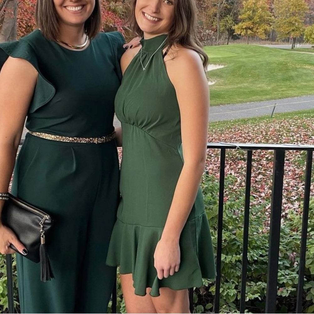 Green Halter Wedding Guest Dress